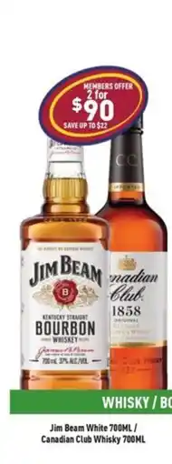 Liquor Legends Jim Beam White / Canadian Club Whisky offer