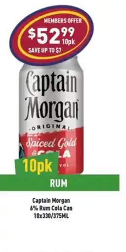 Liquor Legends Captain Morgan Rum Cola Can offer