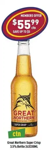 Liquor Legends Great Northern Super Crisp 3.5% Bottle offer