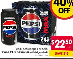 Spar Pepsi, Schweppes or Solo Cans offer