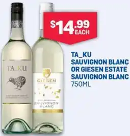 Bottlemart Ta_ku sauvignon blanc or giesen estate sauvignon blanc offer