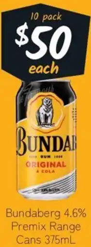 Cellarbrations Bundaberg 4.6% Premix Range Cans offer