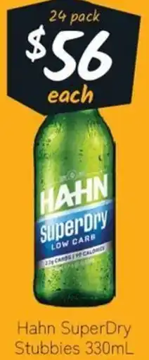 Cellarbrations Hahn SuperDry Stubbies offer