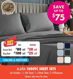 Lincraft Alaria 1000tc sheet sets offer