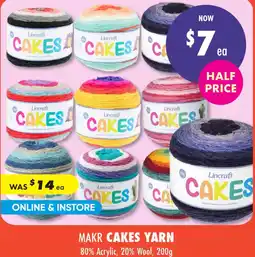 Lincraft Makr cakes yarn offer