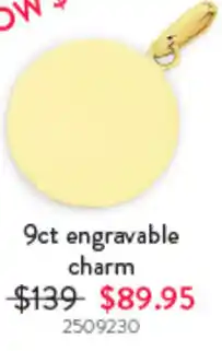 Goldmark 9ct engravable charm offer