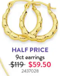 Goldmark 9ct earrings offer