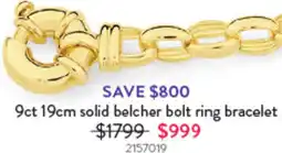 Goldmark 9ct 19cm solid belcher bolt ring bracelet offer