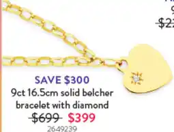 Goldmark 9ct 16.5cm solid belcher bracelet with diamond offer