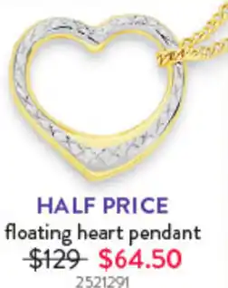 Goldmark floating heart pendant offer