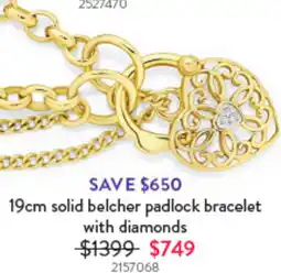 Goldmark 19cm solid belcher padlock bracelet with diamonds offer