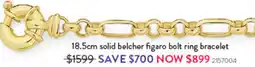 Goldmark 18.5cm solid belcher figaro bolt ring bracelet offer