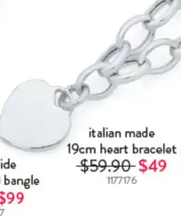 Goldmark italian made 19cm heart bracelet offer
