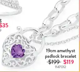 Goldmark 19cm amethyst padlock bracelet offer