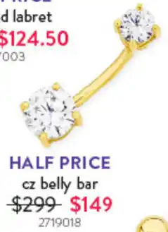 Goldmark cz belly bar offer
