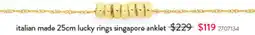 Goldmark italian made 25cm lucky rings singapore anklet offer