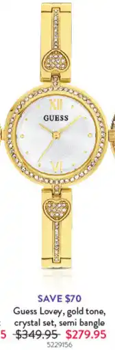 Goldmark Guess Lovey, gold tone, crystal set, semi bangle offer