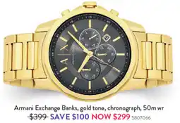 Goldmark Armani Exchange Banks, gold tone, chronograph, 50m wr offer