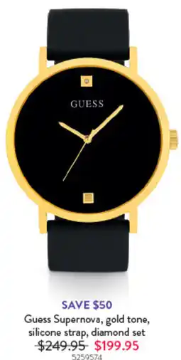 Goldmark Guess Supernova, gold tone, silicone strap, diamond set offer