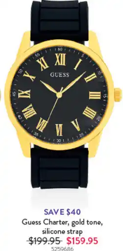Goldmark Guess Charter, gold tone, silicone strap offer