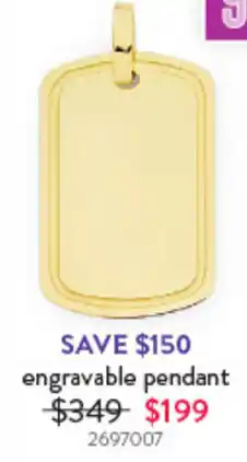Goldmark engravable pendant offer