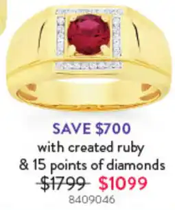 Goldmark Ring with created ruby & 15 points of diamonds offer