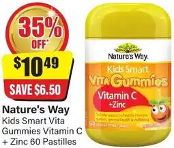 Chemist Discount Centre Nature's Way Kids Smart Vita Gummies Vitamin C + Zinc 60 Pastilles offer