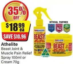 Chemist Discount Centre Athelite Beast Joint & Muscle Pain Relief Spray or Cream offer