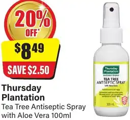 Chemist Discount Centre Thursday Plantation Tea Tree Antiseptic Spray offer
