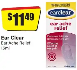 Chemist Discount Centre Ear Clear Ache Relief offer