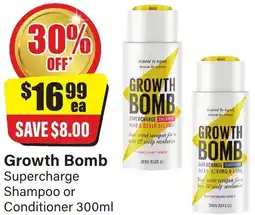 Chemist Discount Centre Growth Bomb Supercharge Shampoo or Conditioner offer