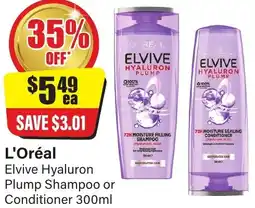 Chemist Discount Centre L'Oréal Elvive Hyaluron Plump Shampoo or Conditioner offer