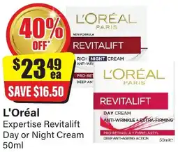 Chemist Discount Centre Expertise Revitalift Day or Night Cream offer