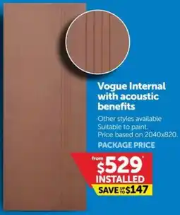 Doors Plus Vogue Internal with acoustic benefits offer