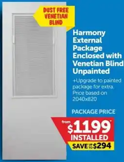 Doors Plus Harmony External Package Enclosed with Venetian Blind Unpainted offer