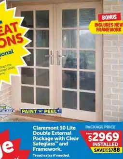 Doors Plus Claremont 10 Lite Double External Package with Clear Safeglass and Framework. offer