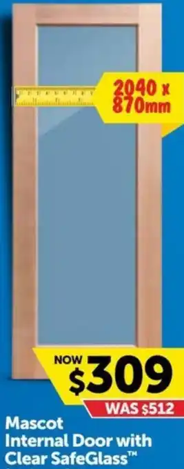 Doors Plus Mascot Internal Door with Clear SafeGlass offer