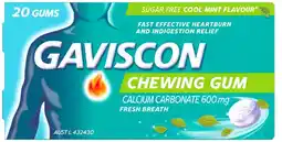 healthylife Gaviscon Heartburn & Indigestion Relief Chewing Gum Mint 20 Pack offer