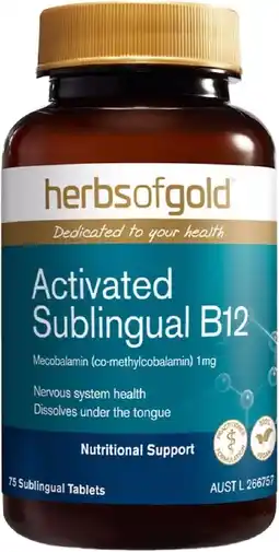healthylife Herbs of Gold Activated Sublingual B12 75 Tablets offer
