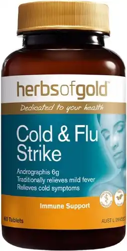healthylife Herbs of Gold Cold & Flu Strike 60 Tablets offer