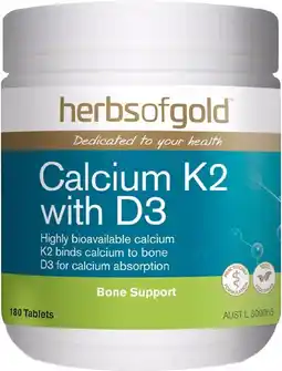 healthylife Herbs of Gold Calcium K2 with D3 180 Tablets offer