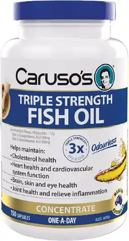 healthylife Caruso’s Natural Health Triple Strength Fish Oil Concentrate 150 Capsules offer