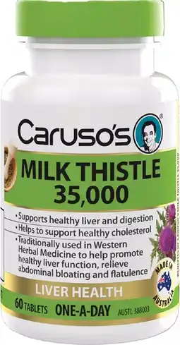 healthylife Caruso’s Natural Health Milk Thistle 35000mg 60 Tablets offer