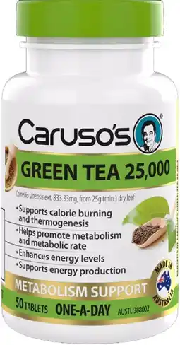 healthylife Caruso’s
Natural Health Green Tea Metabolism Support 50 Tablets offer