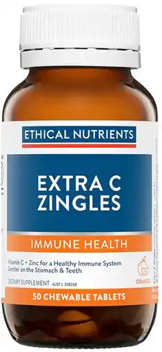 healthylife Ethical Nutrients Extra C Zingles Orange 50 Chewable Tablets offer