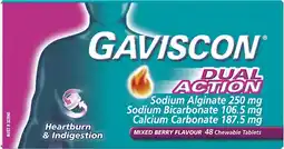 healthylife Gaviscon Dual Action Mixed Berry Chewable Tablets 48 Pack offer
