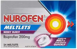 healthylife Nurofen Meltlets Ibuprofen Pain Relief Berry Burst 24 Tablets offer