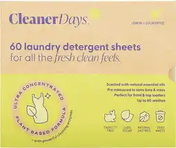 healthylife Cleaner Days Laundry Detergent Sheets - Lemon + Eucalyptus 60 Pack offer