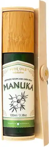 healthylife Pure Oils of Tasmania Manuka Room and Linen Spray in Bamboo Box 100ml offer
