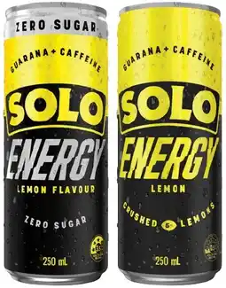IGA Solo Energy Lemon or Lemon Zero Sugar 250mL offer